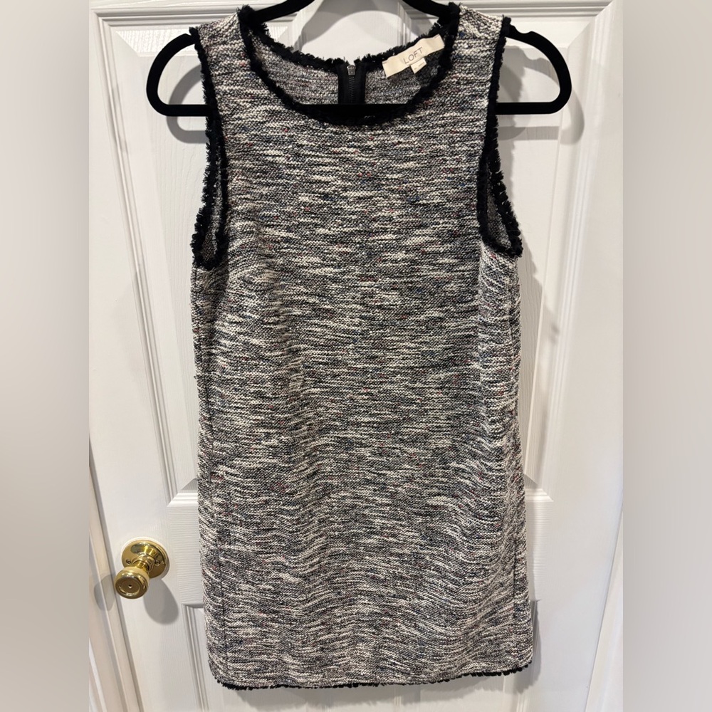 LOFT Black and Gray Textured Sweater